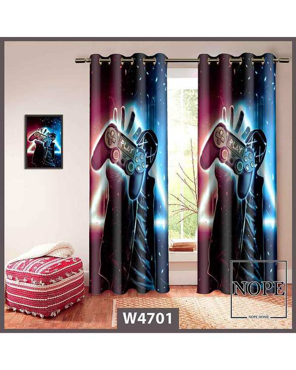 پرده کودک مخمل نوپه هوم Nopehome مدل پانچی طرح گیم کد W4701
