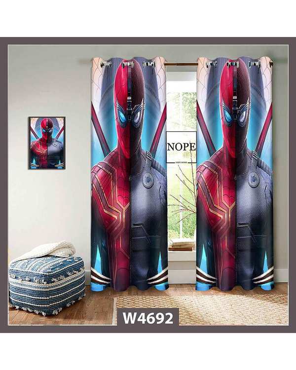 پرده کودک مخمل نوپه هوم Nopehome مدل پانچی طرح اسپایدرمن کد W4692