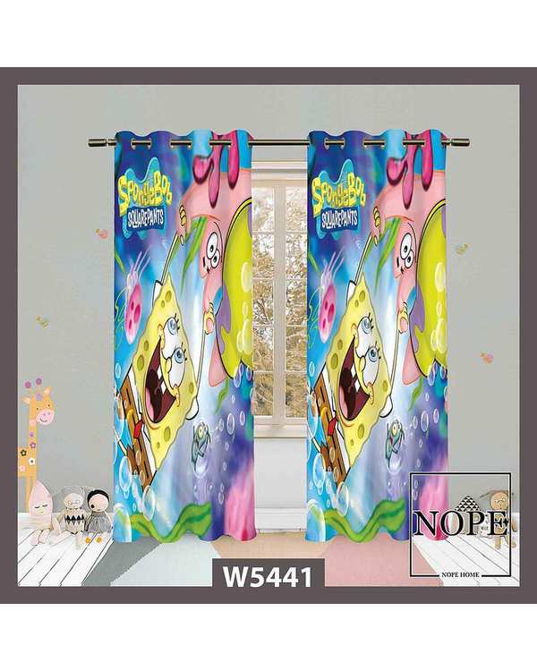 پرده کودک مخمل نوپه هوم Nopehome مدل پانچی طرح باب اسفنجی کد W5441