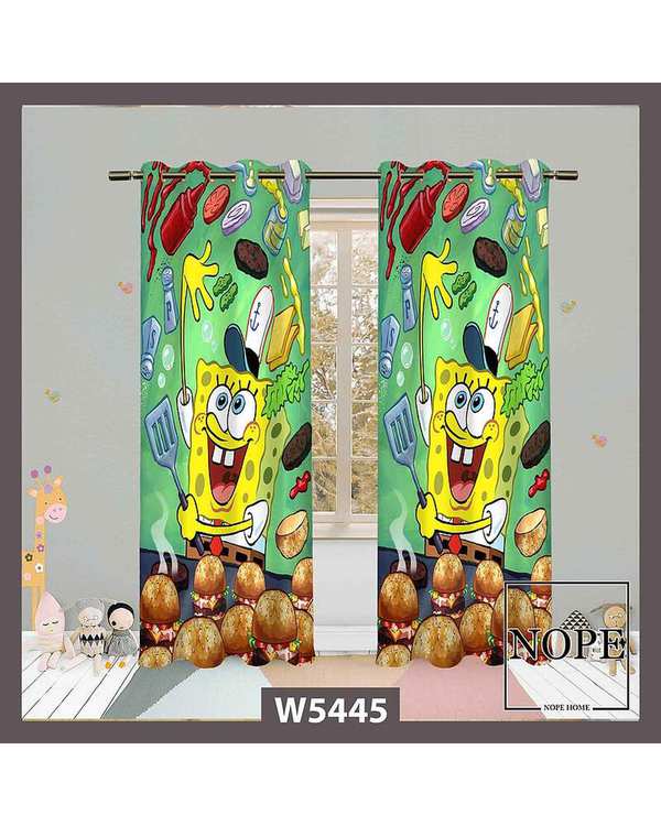 پرده کودک مخمل نوپه هوم Nopehome مدل پانچی طرح باب اسفنجی کد W5445