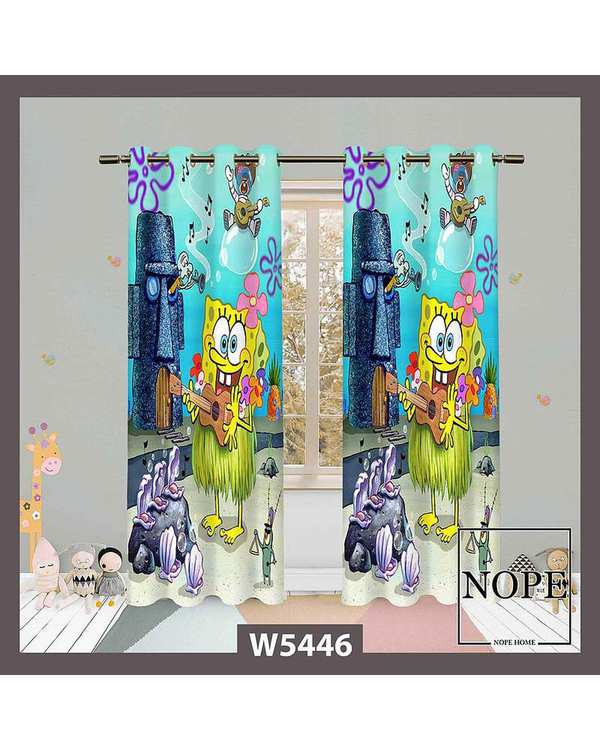 پرده کودک مخمل نوپه هوم Nopehome مدل پانچی طرح باب اسفنجی کد W5446