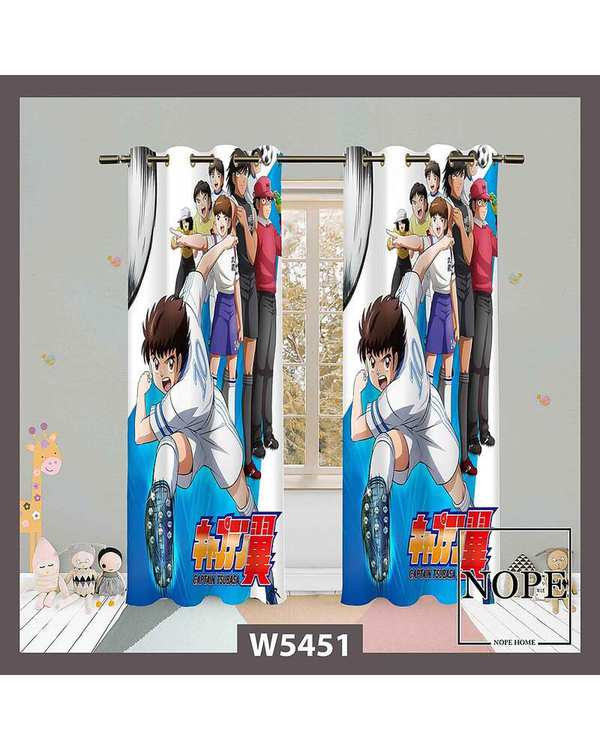 پرده کودک مخمل نوپه هوم Nopehome مدل پانچی طرح کارتون فوتبالیست ها کد W5451