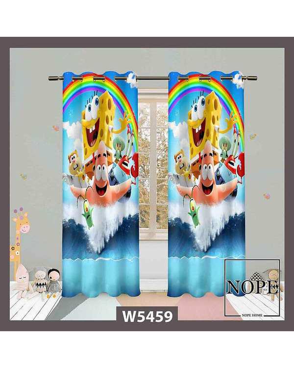پرده کودک مخمل نوپه هوم Nopehome مدل پانچی طرح باب اسفنجی و پاتریک کد W5459