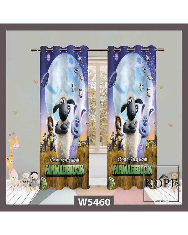 پرده کودک مخمل نوپه هوم Nopehome مدل پانچی طرح انیمیشن بره ناقلا کد W5460