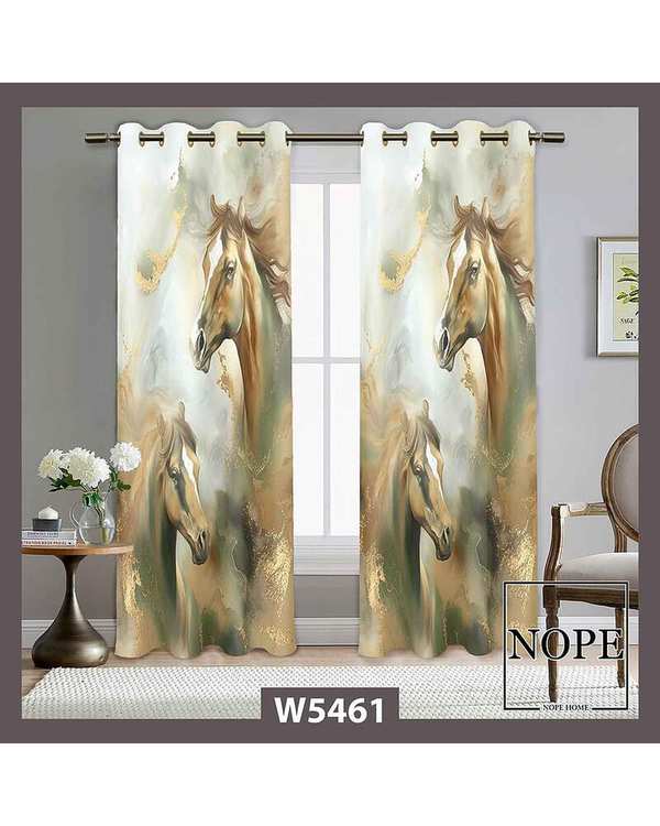 پرده مخمل نوپه هوم Nopehome مدل پانچی طرح اسب کد W5461