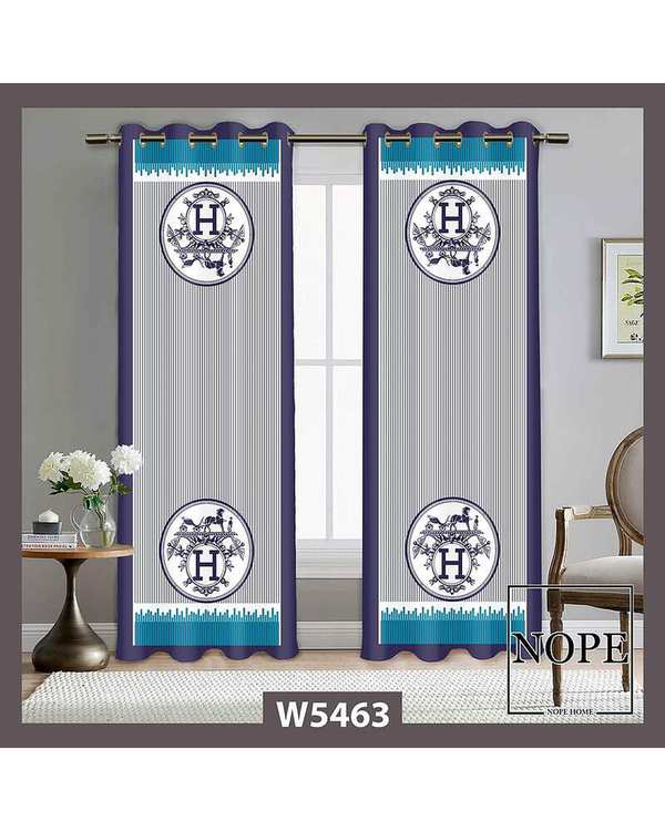 پرده مخمل نوپه هوم Nopehome مدل پانچی طرح هرمس توناژ آبی سفید کد W5463
