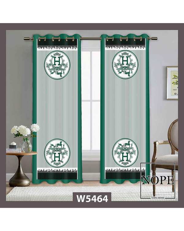 پرده مخمل نوپه هوم Nopehome مدل پانچی طرح هرمس توناژ سبز سفید کد W5464