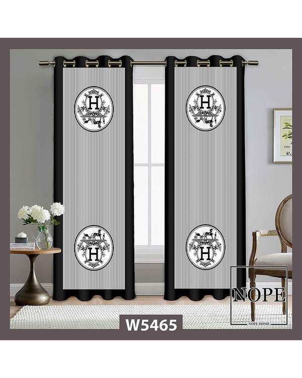 پرده مخمل نوپه هوم Nopehome مدل پانچی طرح هرمس توناژ مشکی سفید کد W5465