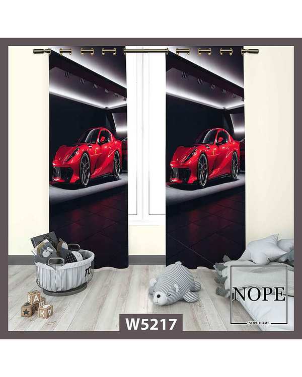 پرده کودک مخمل نوپه هوم Nopehome مدل پانچی طرح ماشین کد W5217