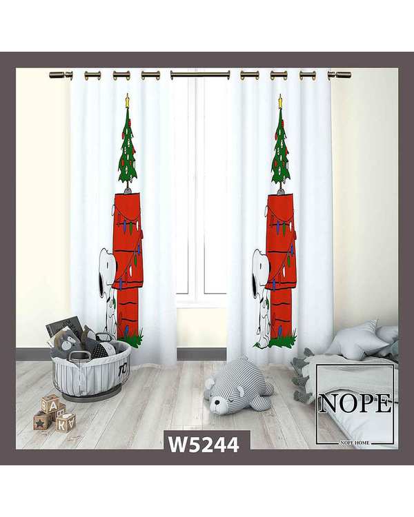 پرده کودک مخمل نوپه هوم Nopehome مدل پانچی طرح کریسمس کد W5244