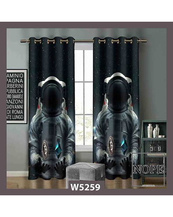پرده کودک مخمل نوپه هوم Nopehome مدل پانچی طرح فضانورد کد W5259
