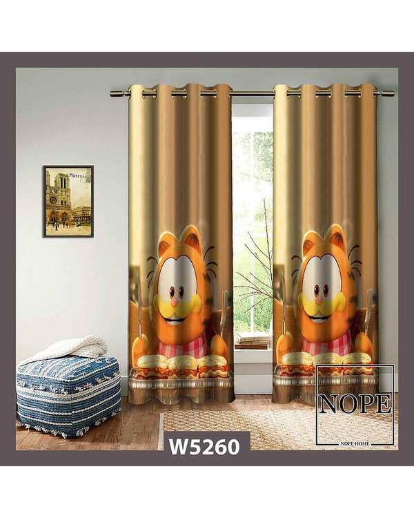 پرده کودک مخمل نوپه هوم Nopehome مدل پانچی طرح گارفیلد کد W5260