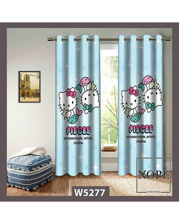 پرده کودک مخمل نوپه هوم Nopehome مدل پانچی طرح گربه کد W5277