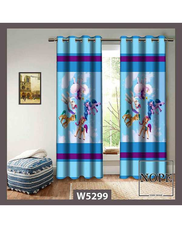 پرده کودک مخمل نوپه هوم Nopehome مدل پانچی طرح اسب های تکشاخ کد W5299