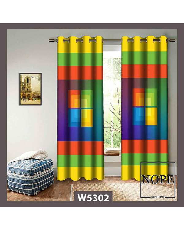 پرده کودک مخمل نوپه هوم Nopehome مدل پانچی طرح ویندوز کد W5302