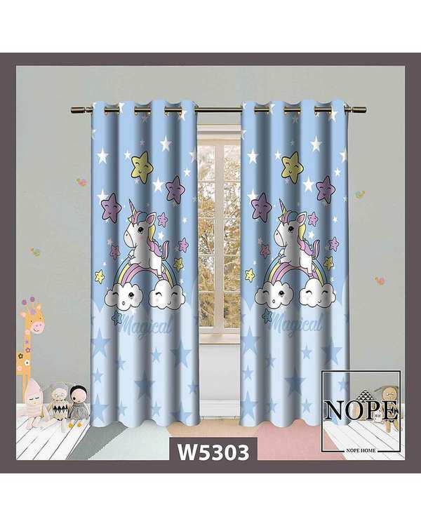 پرده کودک مخمل نوپه هوم Nopehome مدل پانچی طرح اسب تکشاخ کد W5303