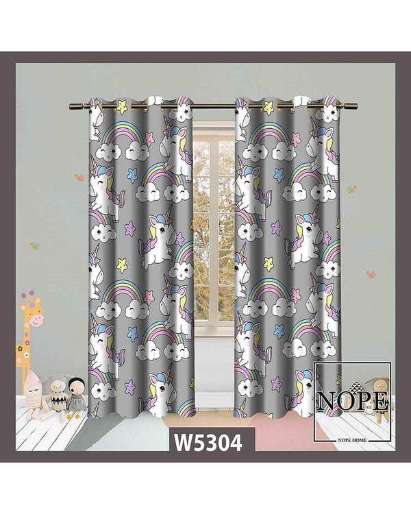 پرده کودک مخمل نوپه هوم Nopehome مدل پانچی طرح اسب تکشاخ کد W5304