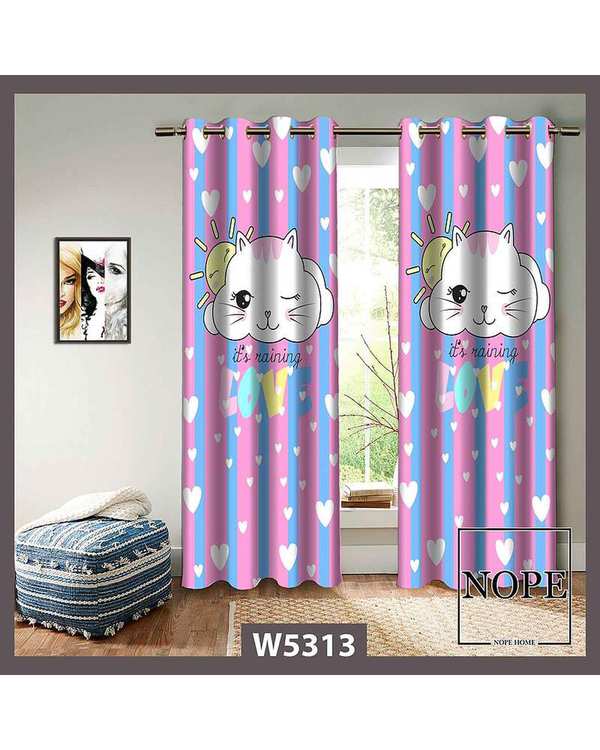 پرده کودک مخمل نوپه هوم Nopehome مدل پانچی طرح گربه کد W5313