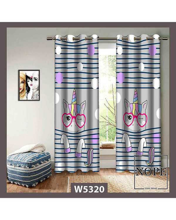 پرده کودک مخمل نوپه هوم Nopehome مدل پانچی طرح اسب تکشاخ کد W5320