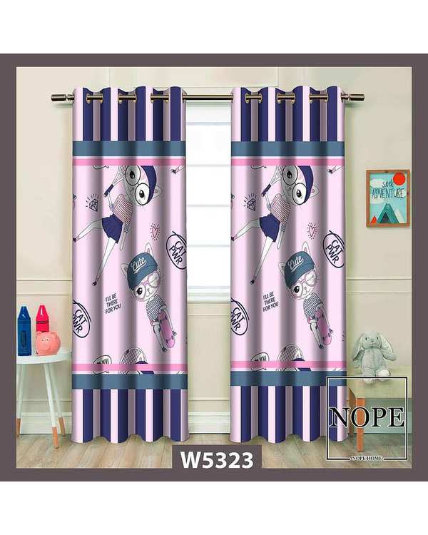 پرده کودک مخمل نوپه هوم Nopehome مدل پانچی طرح گربه کد W5323