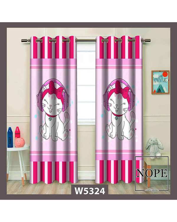 پرده کودک مخمل نوپه هوم Nopehome مدل پانچی طرح گربه کد W5324