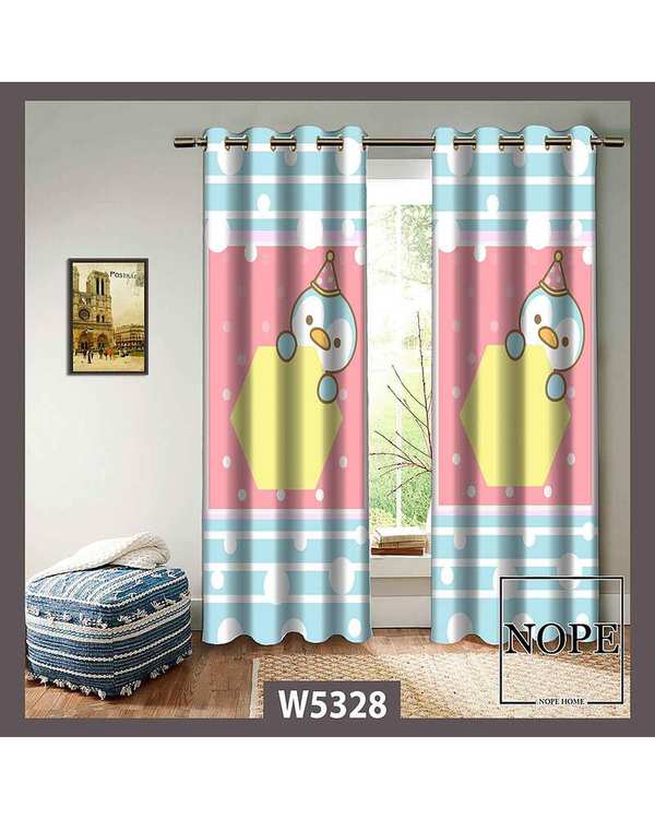 پرده کودک مخمل نوپه هوم Nopehome مدل پانچی طرح پنگوئن کد W5328