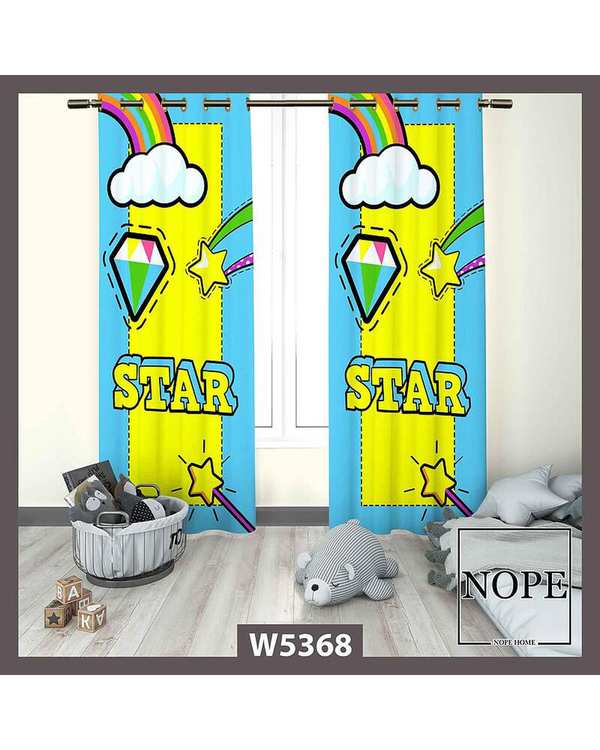 پرده کودک مخمل نوپه هوم Nopehome مدل پانچی طرح ابر و ستاره کد W5368