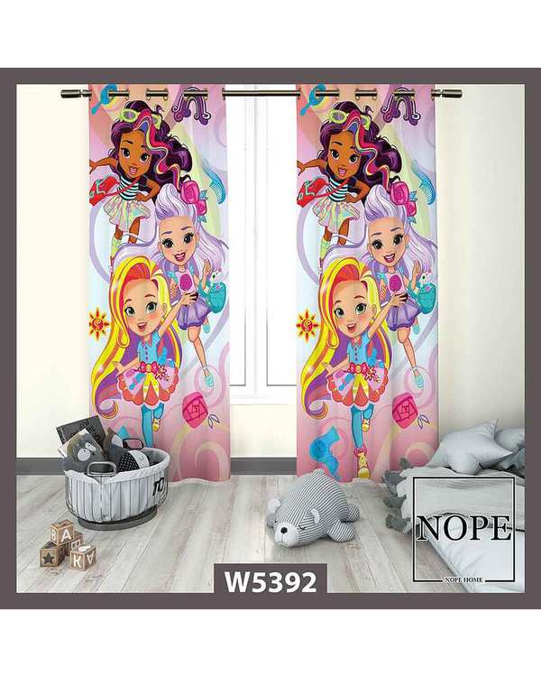 پرده کودک مخمل نوپه هوم Nopehome مدل پانچی طرح دخترانه کد W5392