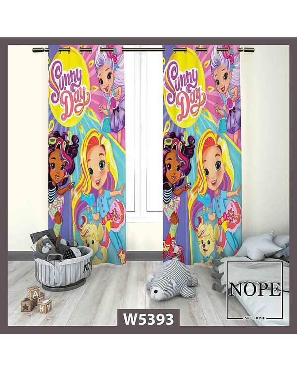 پرده کودک مخمل نوپه هوم Nopehome مدل پانچی طرح Sunny Day کد W5393