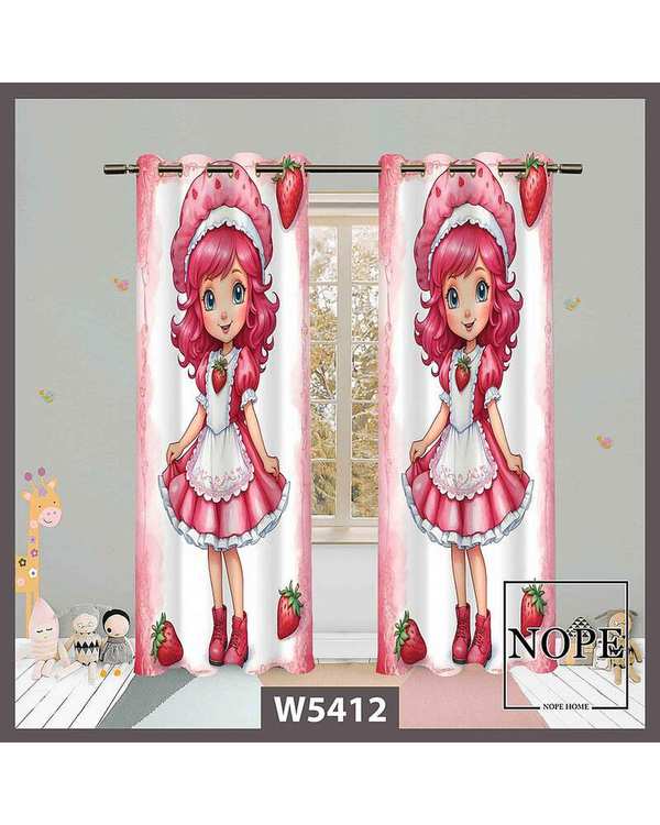 پرده کودک مخمل نوپه هوم Nopehome مدل پانچی طرح دختر توت فرنگی کد W5412