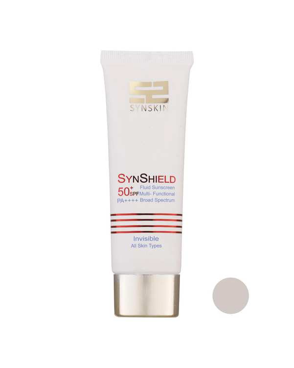 فلوئید ضد آفتاب بی رنگ SPF50 ساین اسکین Synskin مدل ساین شیلد SynShield