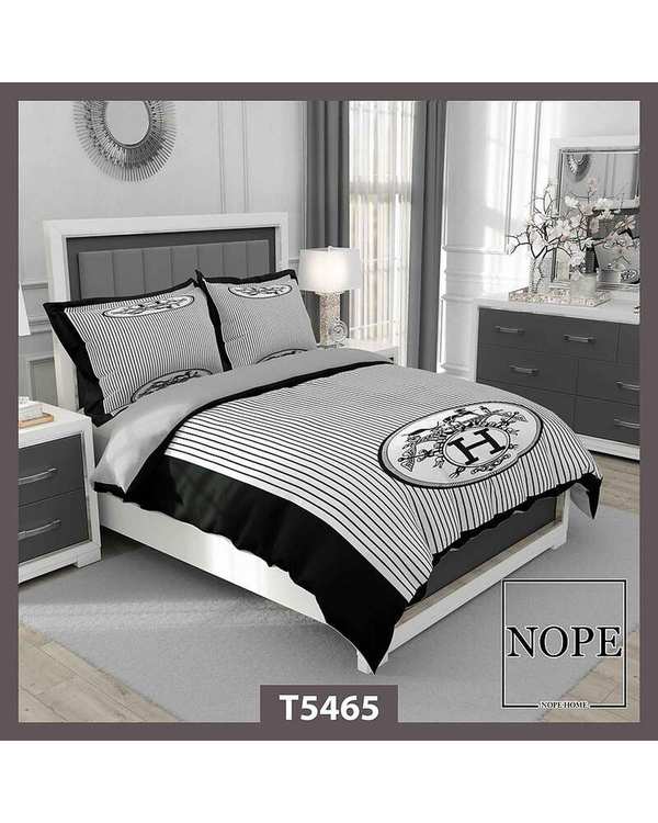 روتختی یک نفره 5 تکه نوپه هوم Nopehome طرح هرمس توناژ مشکی سفید کد T5465