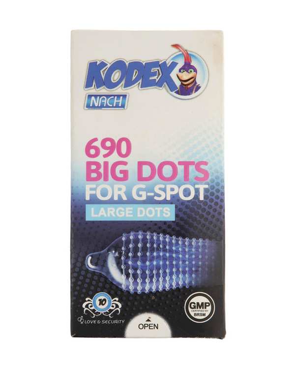 کاندوم خاردار کدکس Kodex مدل بیگ داتس Big Dots بسته 10 عددی