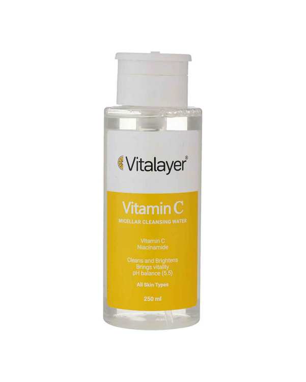 میسلار واتر پاک کننده آرایش صورت ویتالیر Vitalayer حاوی ویتامین C مناسب انواع پوست 250ml