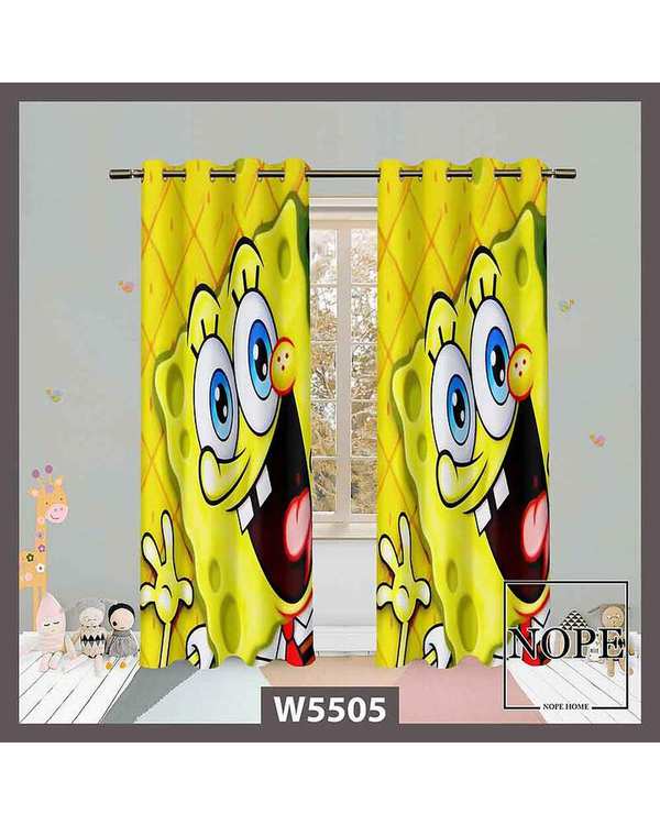 پرده کودک مخمل نوپه هوم Nopehome مدل پانچی طرح باب اسفنجی خوشحال کد W5505