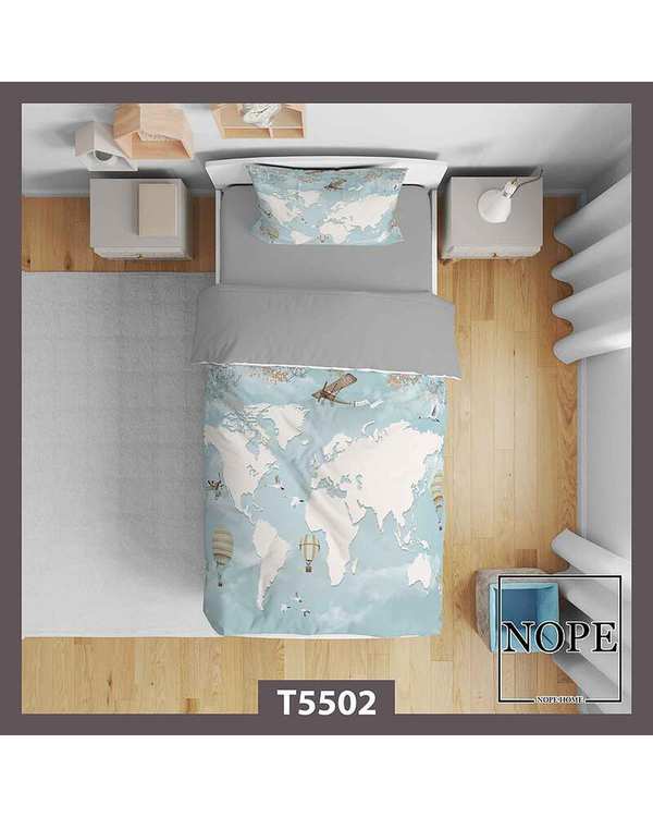 روتختی کودک یک نفره 5 تکه نوپه هوم Nopehome طرح جغرافیایی کد T5502