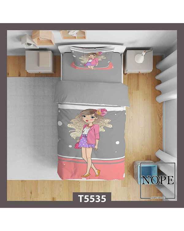 روتختی کودک یک نفره 5 تکه نوپه هوم Nopehome طرح دختر کارتونی کد T5535
