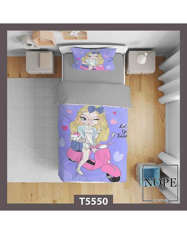 روتختی کودک یک نفره 5 تکه نوپه هوم Nopehome طرح دختر موتورسوار کد T5550