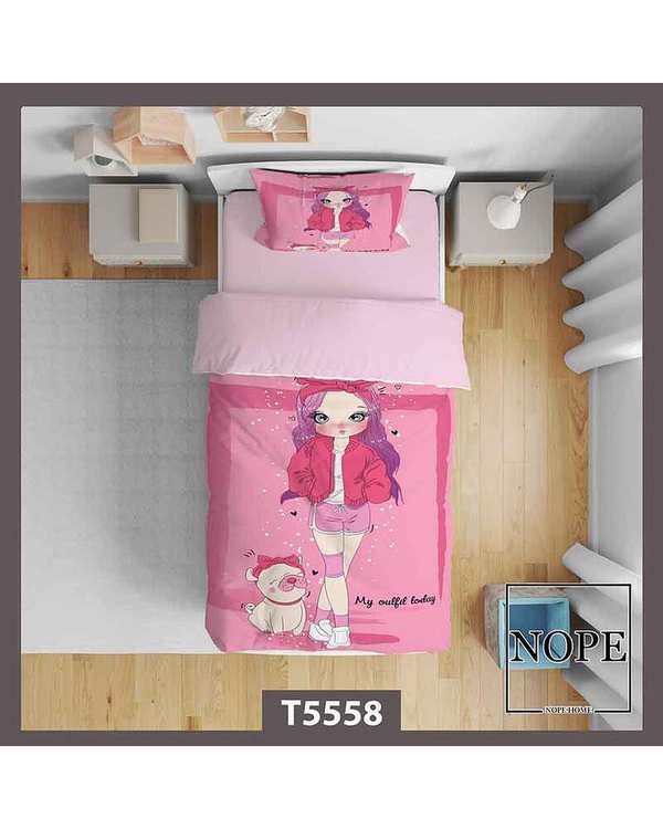 روتختی کودک یک نفره 5 تکه نوپه هوم Nopehome طرح دختر مو بنفش کد T5558