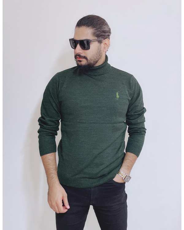 پلیور مردانه یقه اسکی سبز یشمی دیورسو Diverso کد 4532 - تصویر 3