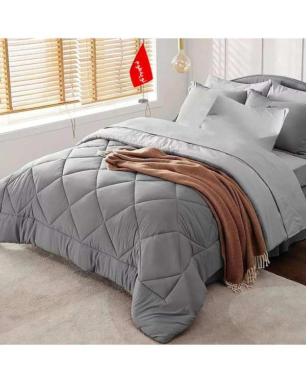 روتختی یک نفره 5 تکه مینیمال نوپه هوم Nopehome طرح لوزی طوسی روشن کد 031