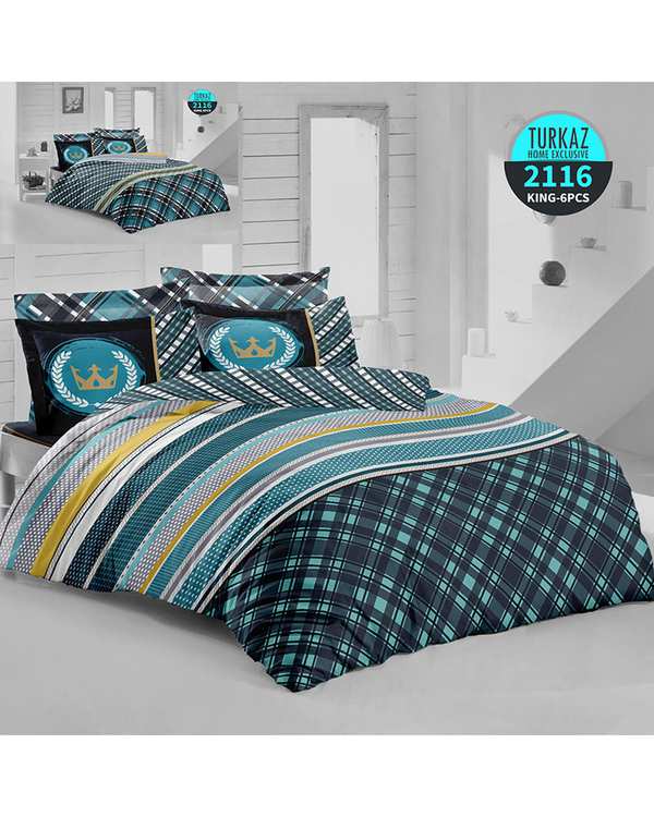 سرویس لحاف روتختی دو نفره 6 تکه دو رو میکرو تنسل گیاهی TURKAZ مدل 2116