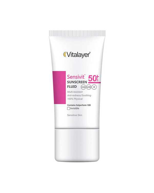 فلوئید ضد آفتاب بی رنگ SPF50 پوست حساس ویتالیر Vitalayer مدل سنسی ویت حجم 50ml