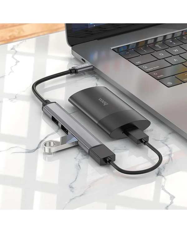 هاب 4 پورت USB-C خاکستری هوکو HOCO مدل HB26 4IN1 - تصویر 5