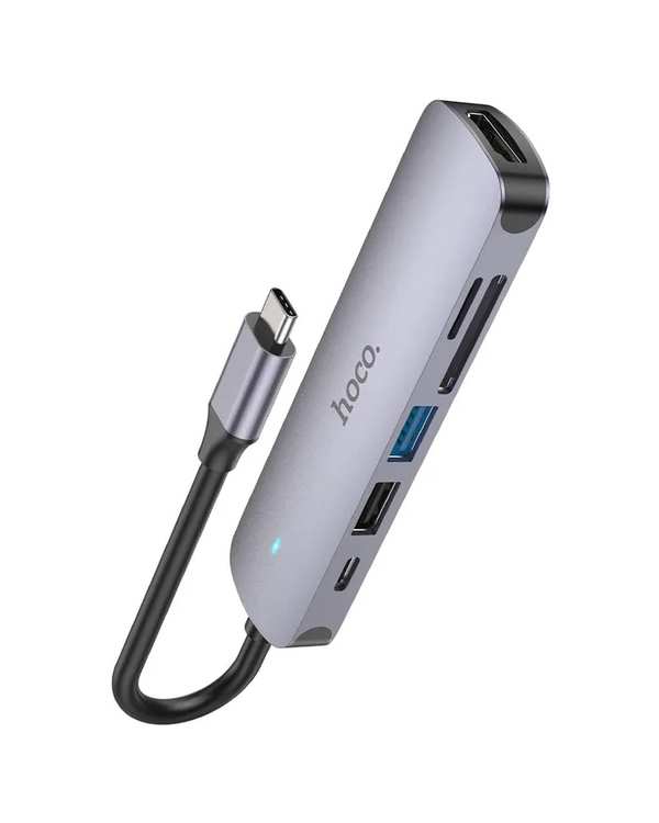 هاب 6 پورت USB-C خاکستری هوکو HOCO مدل HB28 - تصویر 2