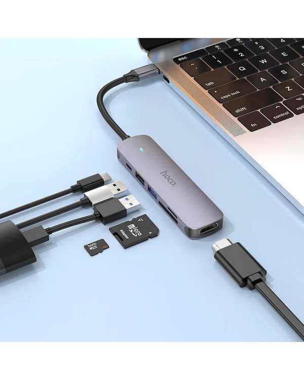 هاب 6 پورت USB-C خاکستری هوکو HOCO مدل HB28 - تصویر 4