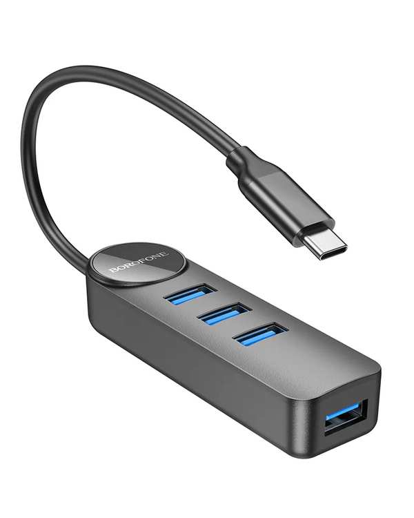 هاب 4 پورت USB-C بروفون Borofone مدل DH5 4IN1 طول 20CM با USB3 - تصویر 3
