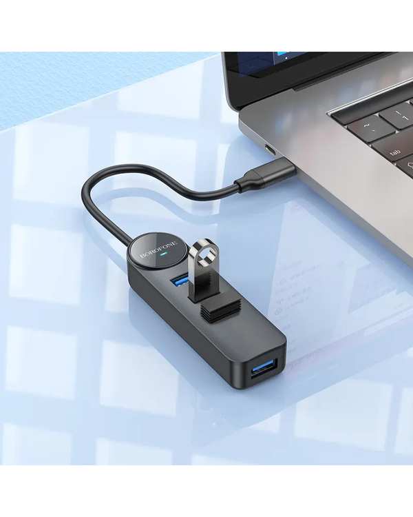 هاب 4 پورت USB-C بروفون Borofone مدل DH5 4IN1 طول 20CM با USB3 - تصویر 6