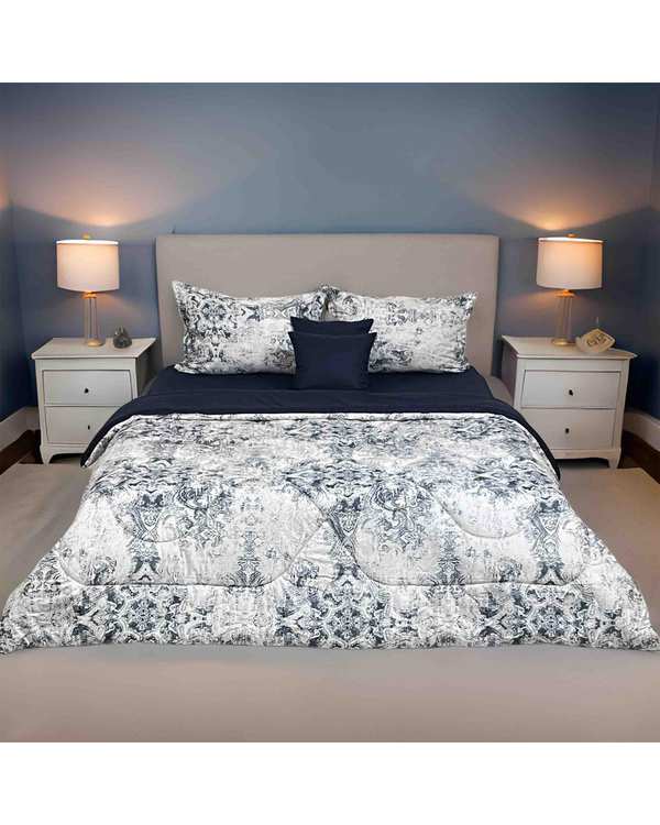 سرویس خواب یک نفره چهار تکه سرمه ای تیره مانیکا هوم Monica Home مدل آیراد Ayrad