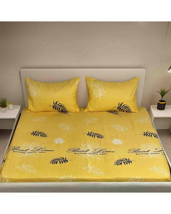سرویس ملحفه دو نفره سه تکه زرد مانیکا هوم Monica Home مدل مارتینا پلاس martina plus